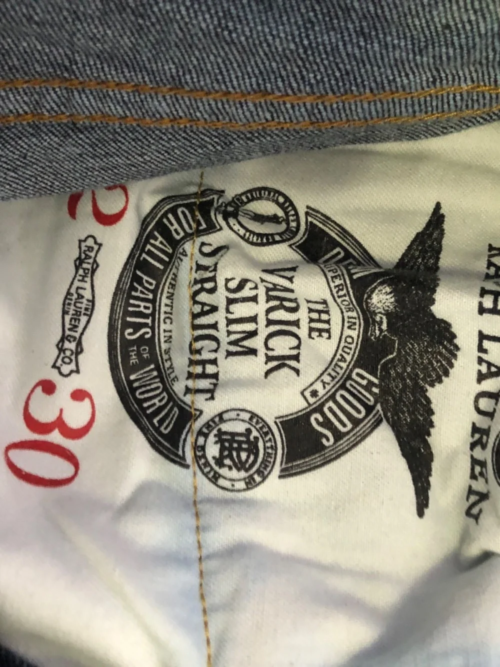 Polo Ralph Lauren Varick Slim Straight Jeans 30